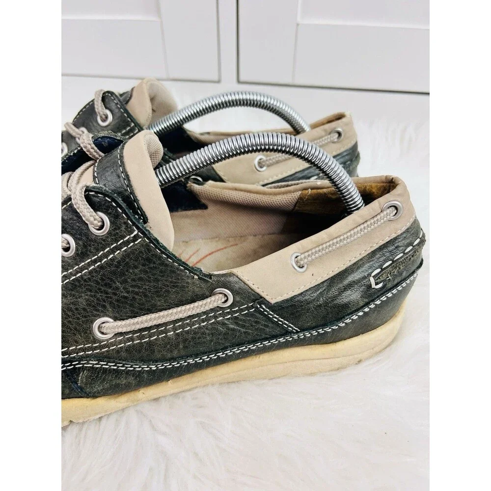 Rockport Works Black Leather Sailing Club Boat Shoes Mens Size 11.5M
